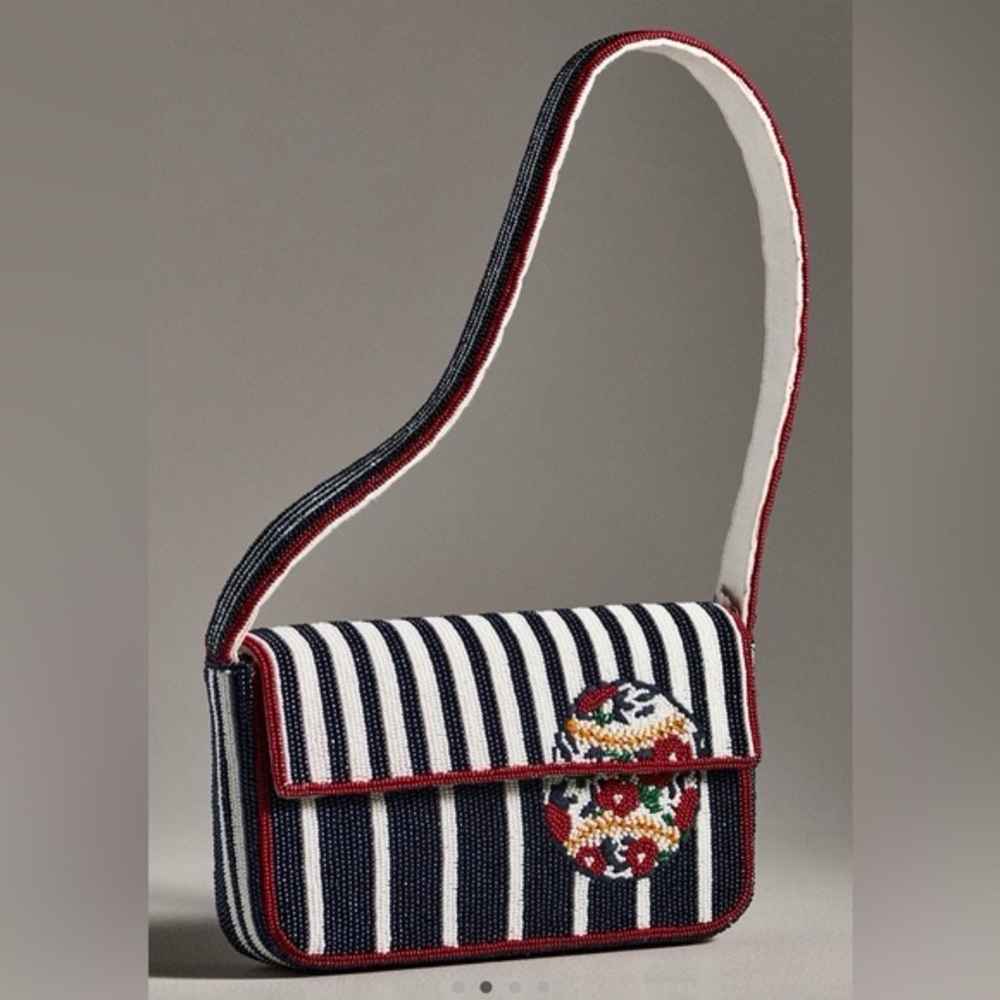 Anthropologie The Fiona Beaded Bag: Icon Edition Baseball